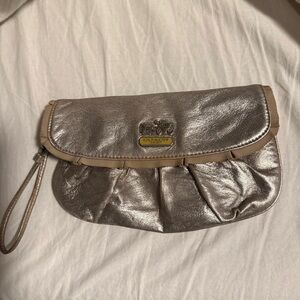 Coach Shimmering Silver Wristlet Clutch